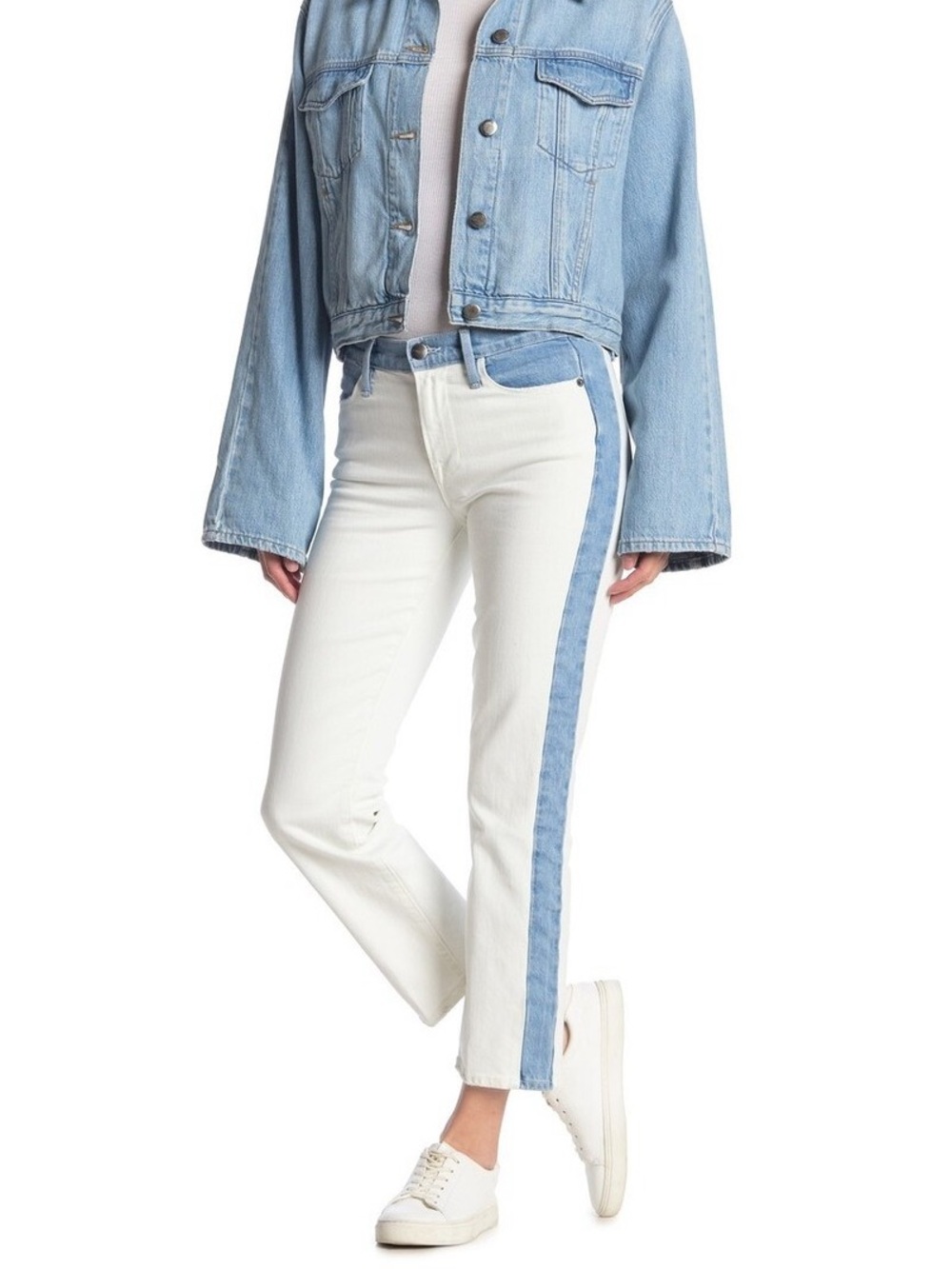 Frame Denim Le High Straight Crop/Ankle Contrast Denim Jeans ❤️❤️